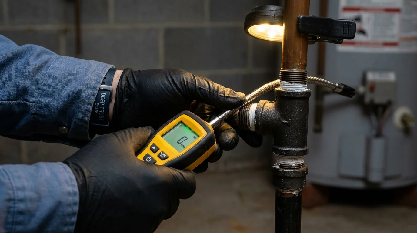 Gas leak detection with electronic sniffer by Johns Plumbing LLC in Kenbridge