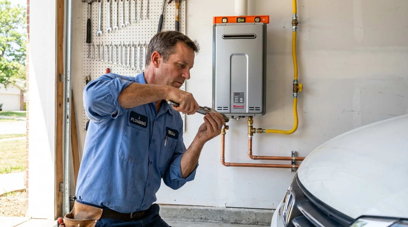 Tankless water heater installation by a Johns Plumbing LLC plumber in Kenbridge